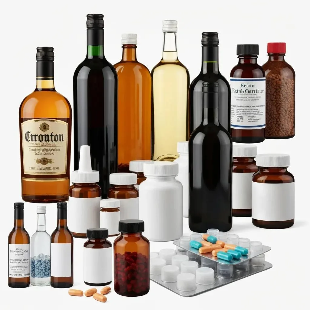 Understanding Medical Detox Programs In California Collage Showing Alcohol, Prescription Pills, And Stimulants — Substances Often Needing Medical Detox