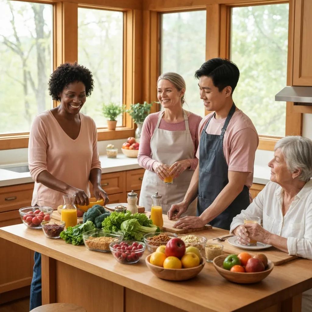 Colorful array of healthy foods symbolizing nutritional therapy in addiction recovery