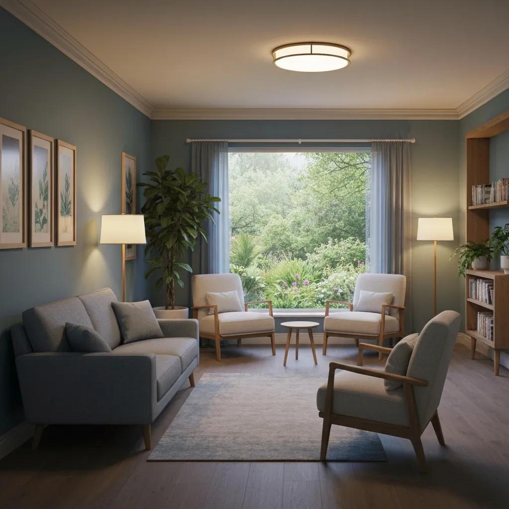 Comfortable detox facility environment promoting healing and support