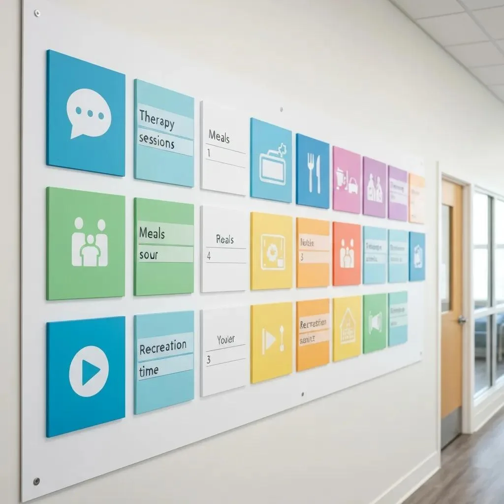 Daily Schedule Board At An Inpatient Rehab Center Listing Structured Activities