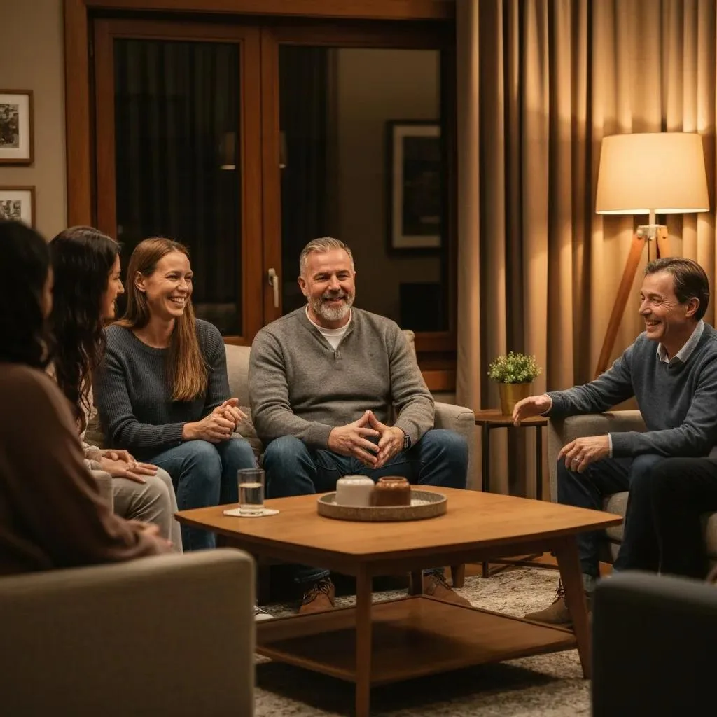 Diverse Group Of Individuals In A Supportive Circle During An Addiction Recovery Meeting, Emphasizing Community And Connection
