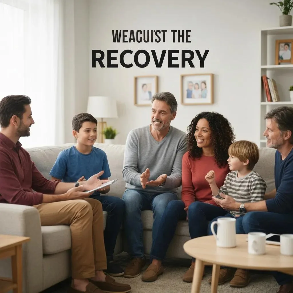 Family Members Having A Supportive Conversation In A Living Room, Showing The Role Of Family In Recovery