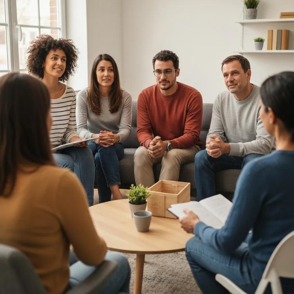 Family therapy session illustrating support and recovery in addiction treatment