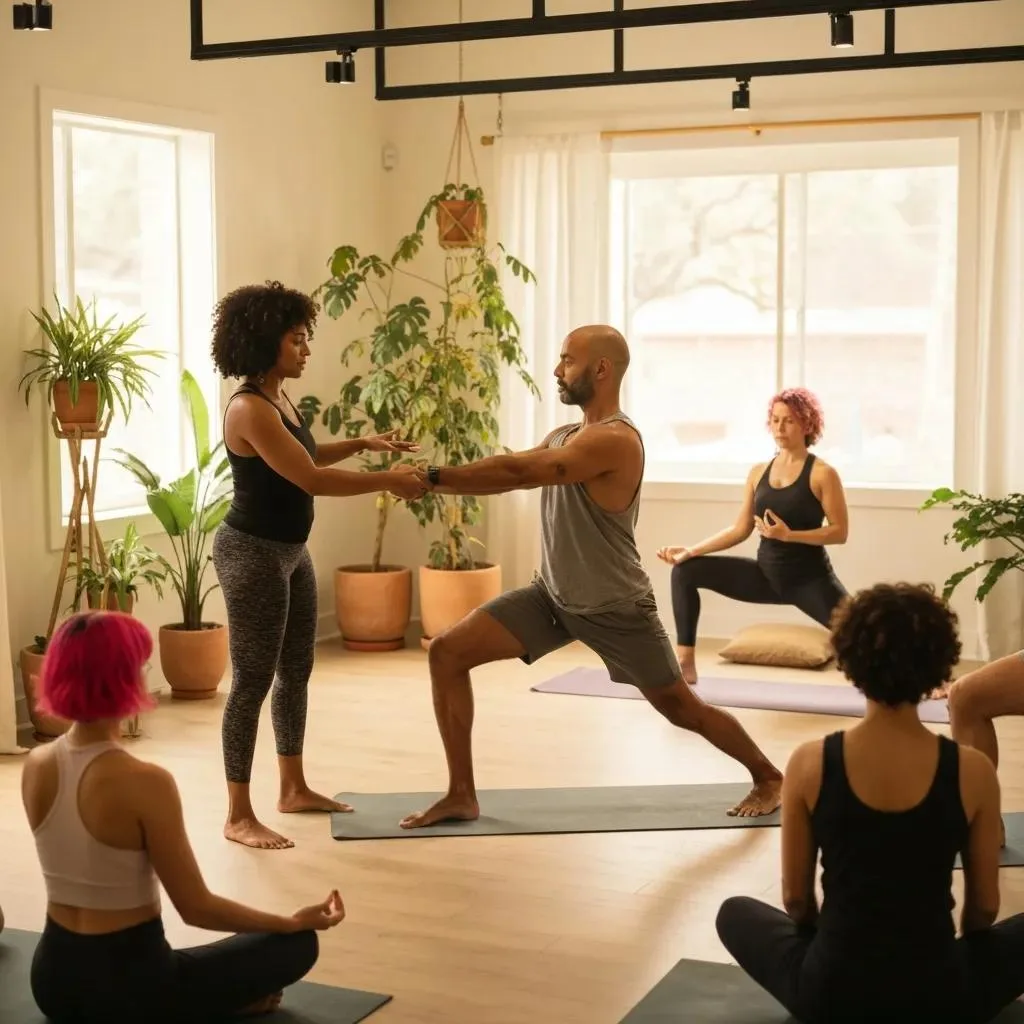 Group Of Individuals Practicing Mindfulness And Yoga In A Serene Therapy Setting, Emphasizing Holistic Addiction Recovery