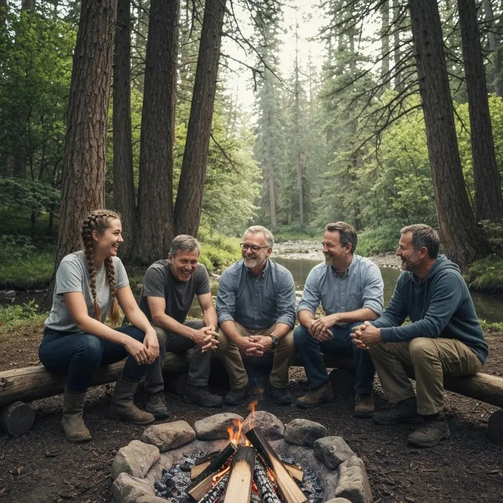 Outdoor Community Recovery Meeting Where People Share Experiences