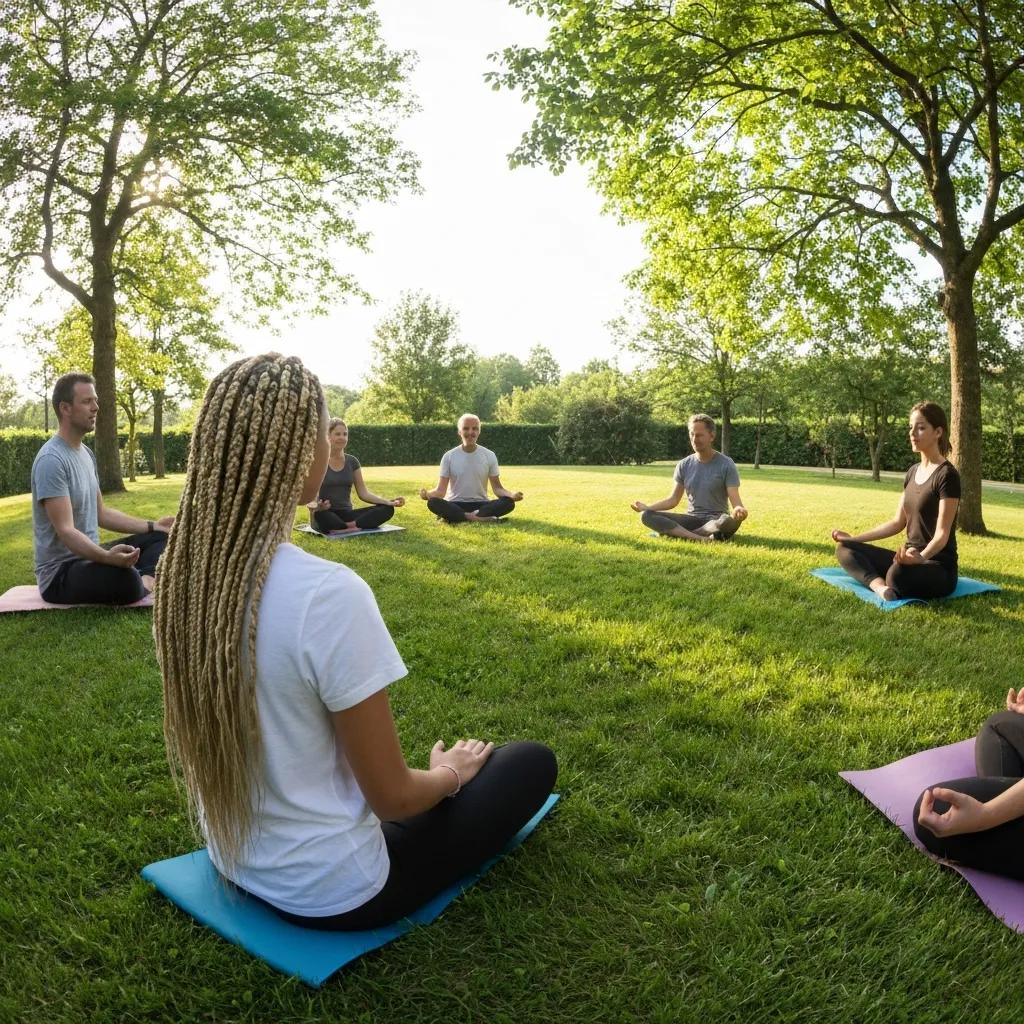 Group Practicing Mindfulness Outdoors, Enhancing Holistic Treatment For Addiction Recovery