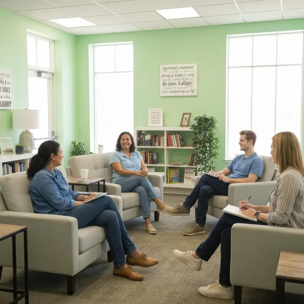 A Group Therapy Session Illustrating Common Evidence-Based Therapies Used In Addiction Treatment