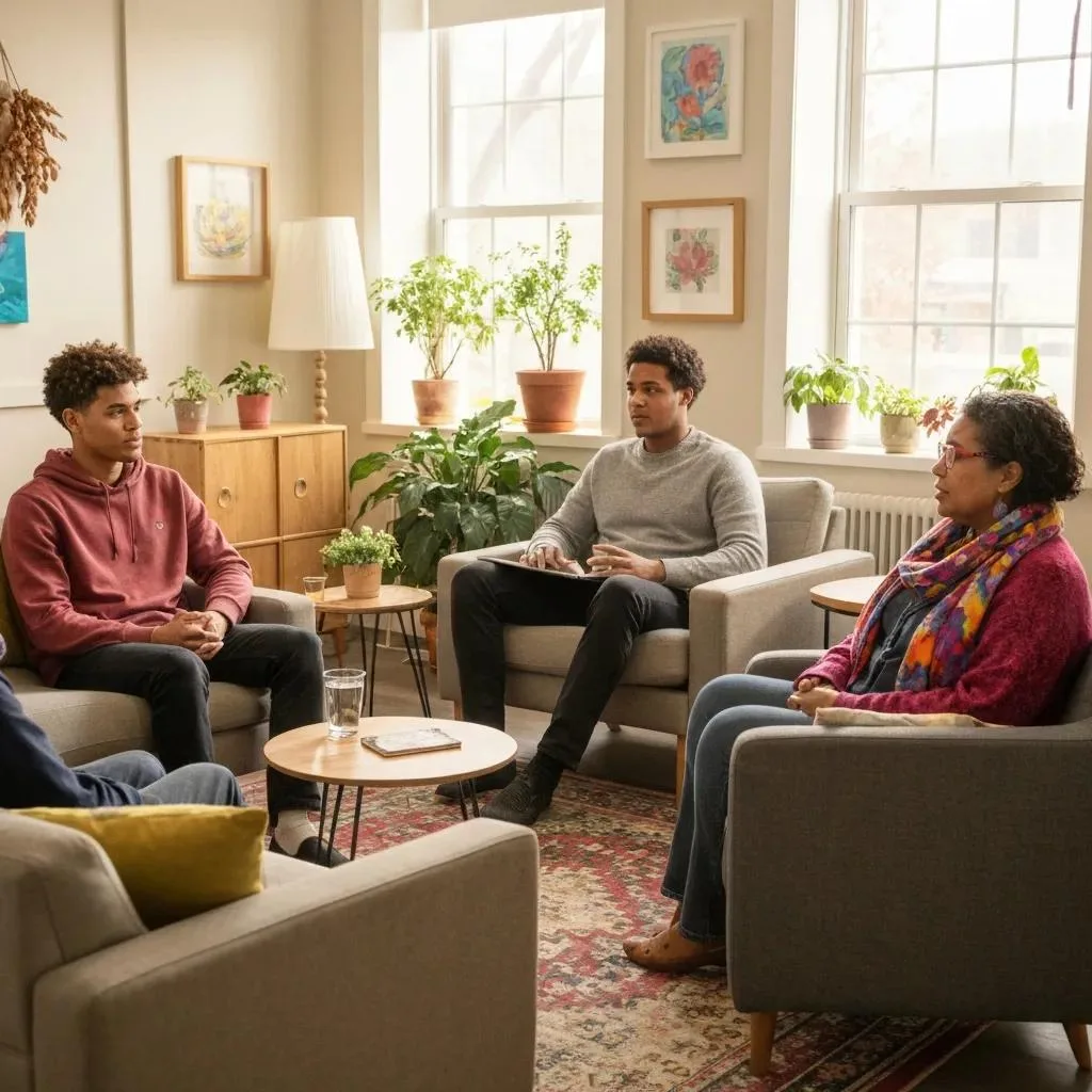 What To Expect From California Addiction Recovery Programs Therapist Leading A Group Session In A Rehab Center, Showing Peer Support And Clinical Structure