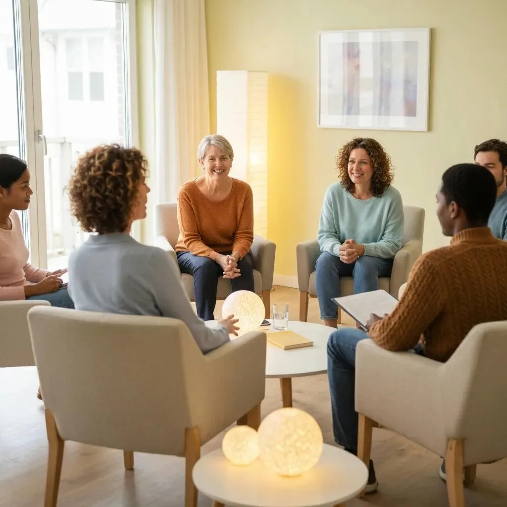 Holistic Treatment Options For Lasting Recovery Residents In A Group Therapy Session At A Residential Treatment Center