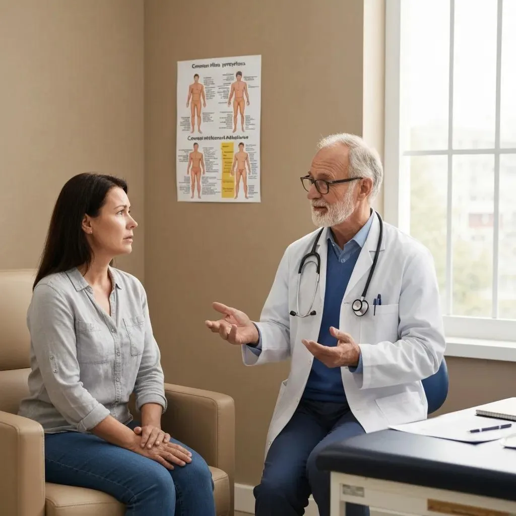 Clinician Reviewing Common Alcohol Withdrawal Symptoms With A Patient