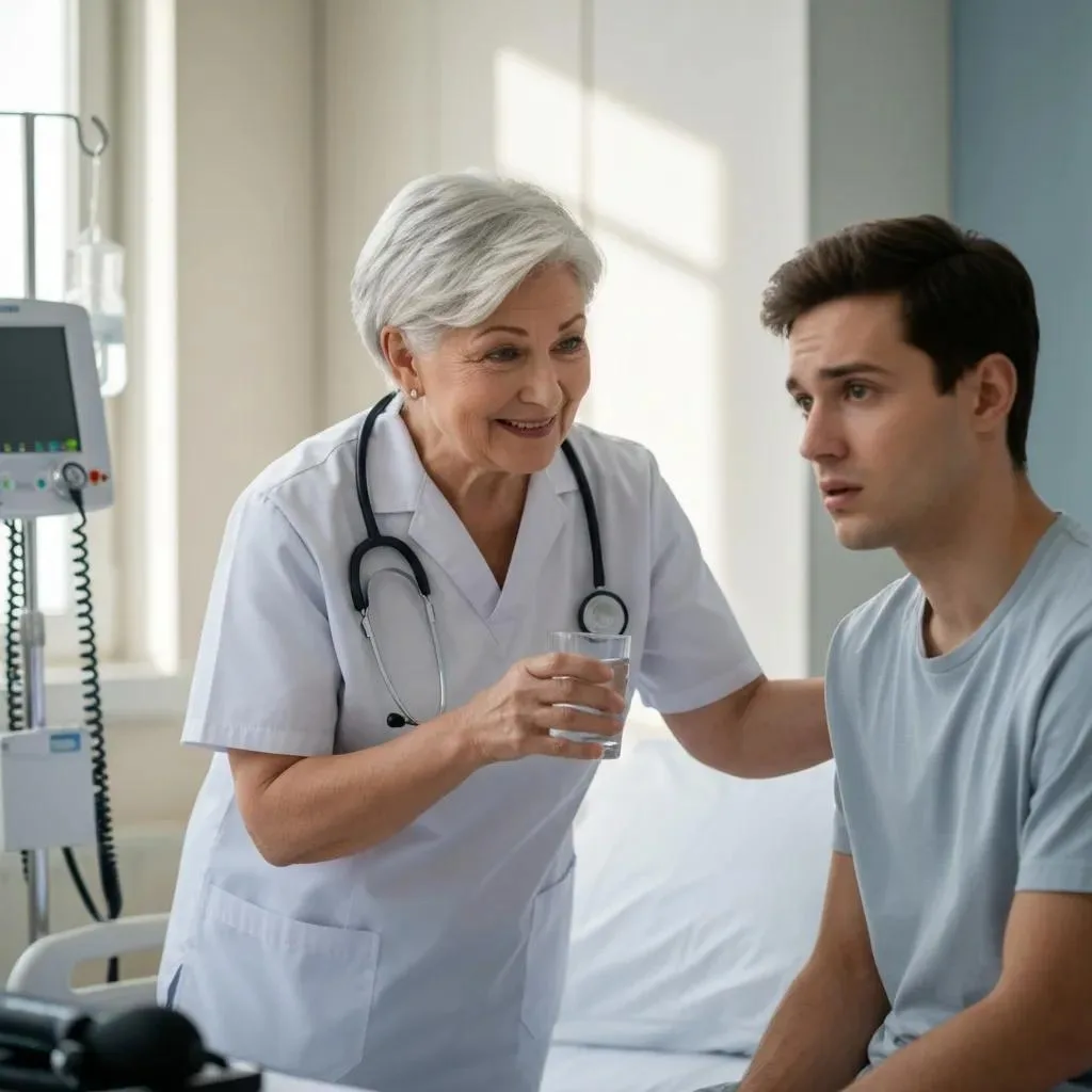 Clinician Providing Support To A Patient During Medical Detox In A Clinical Setting