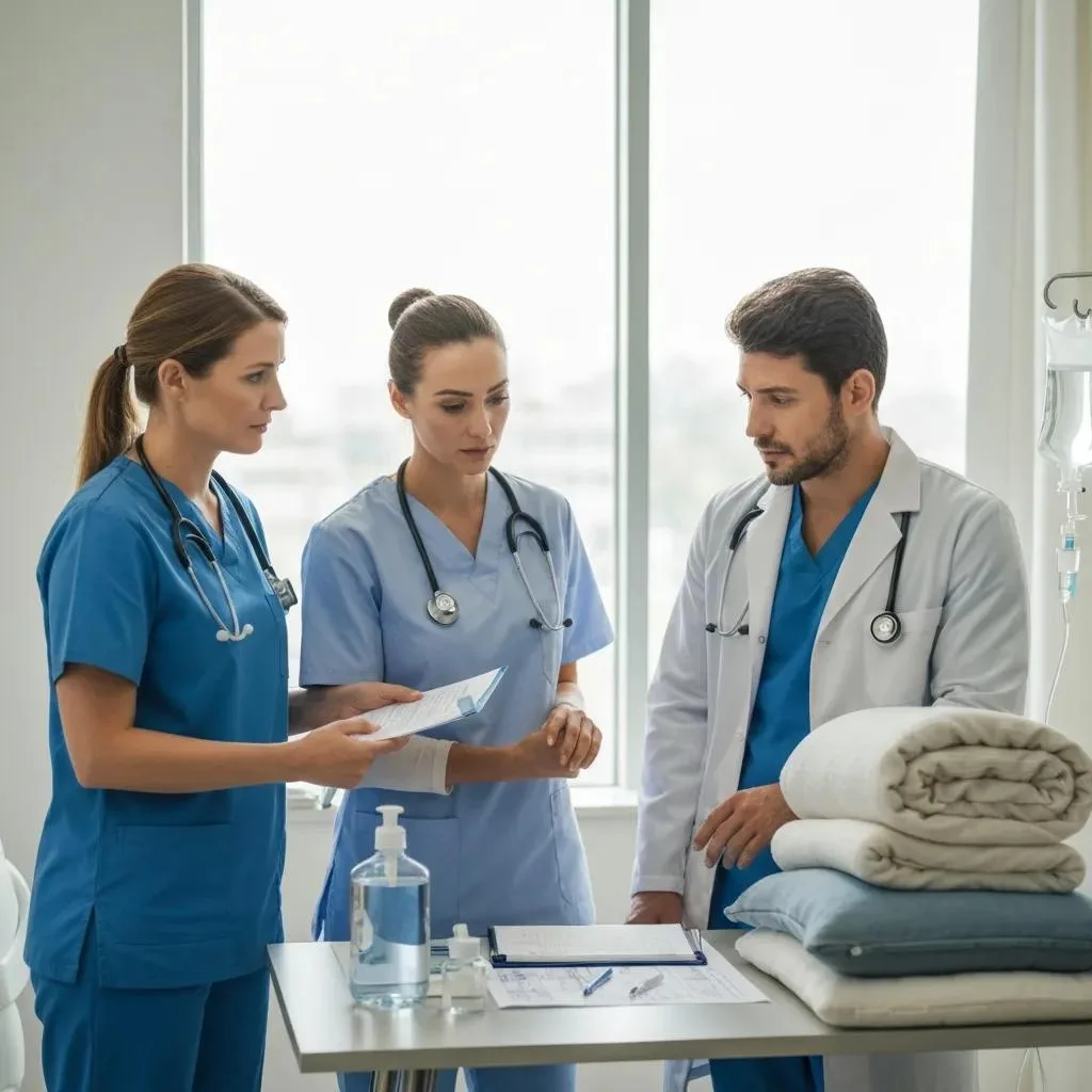Healthcare Team Monitoring A Patient During Detox, Focusing On Withdrawal Symptom Management And Supportive Care