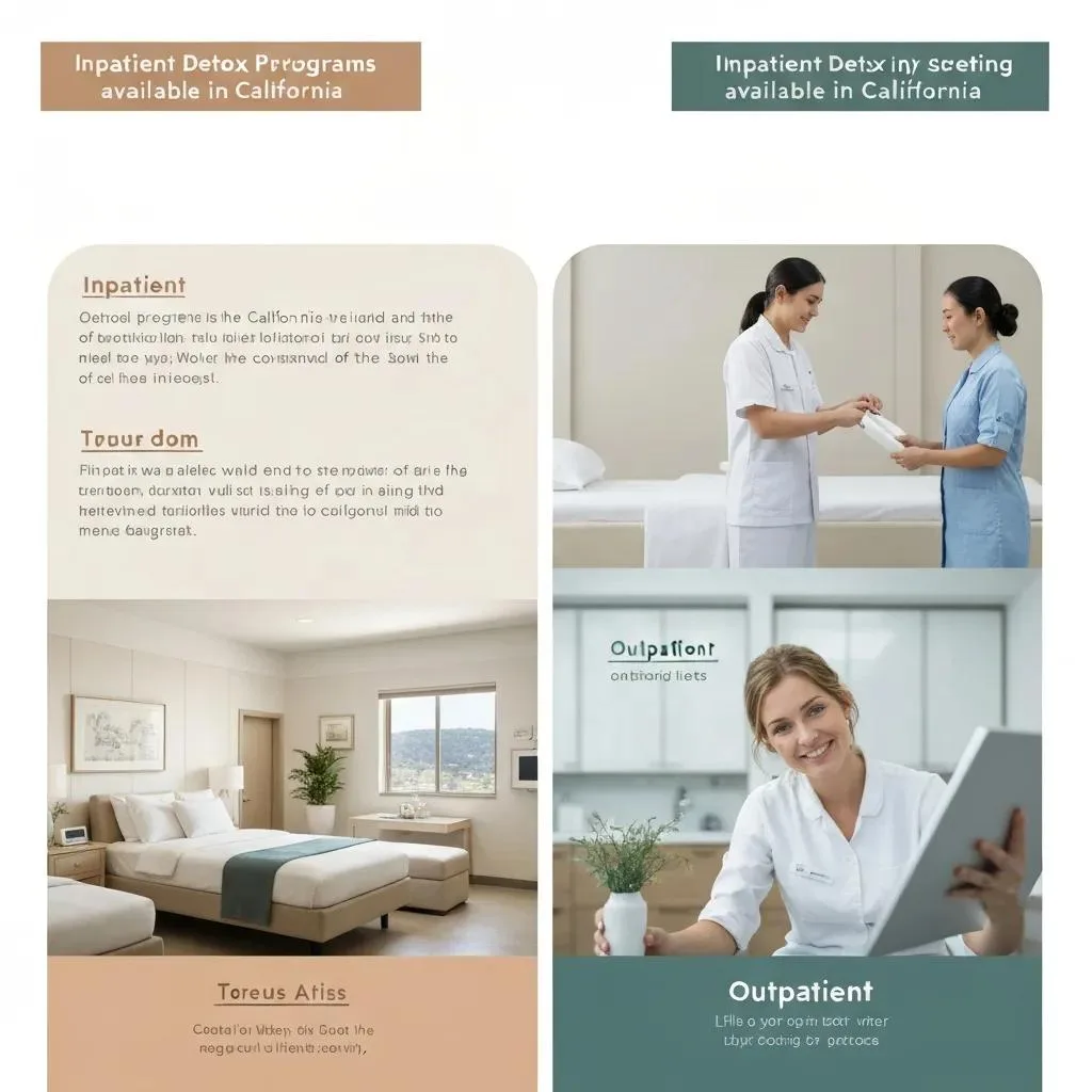 Graphic Showing Different Detox Program Settings In California, Including Inpatient And Outpatient Options