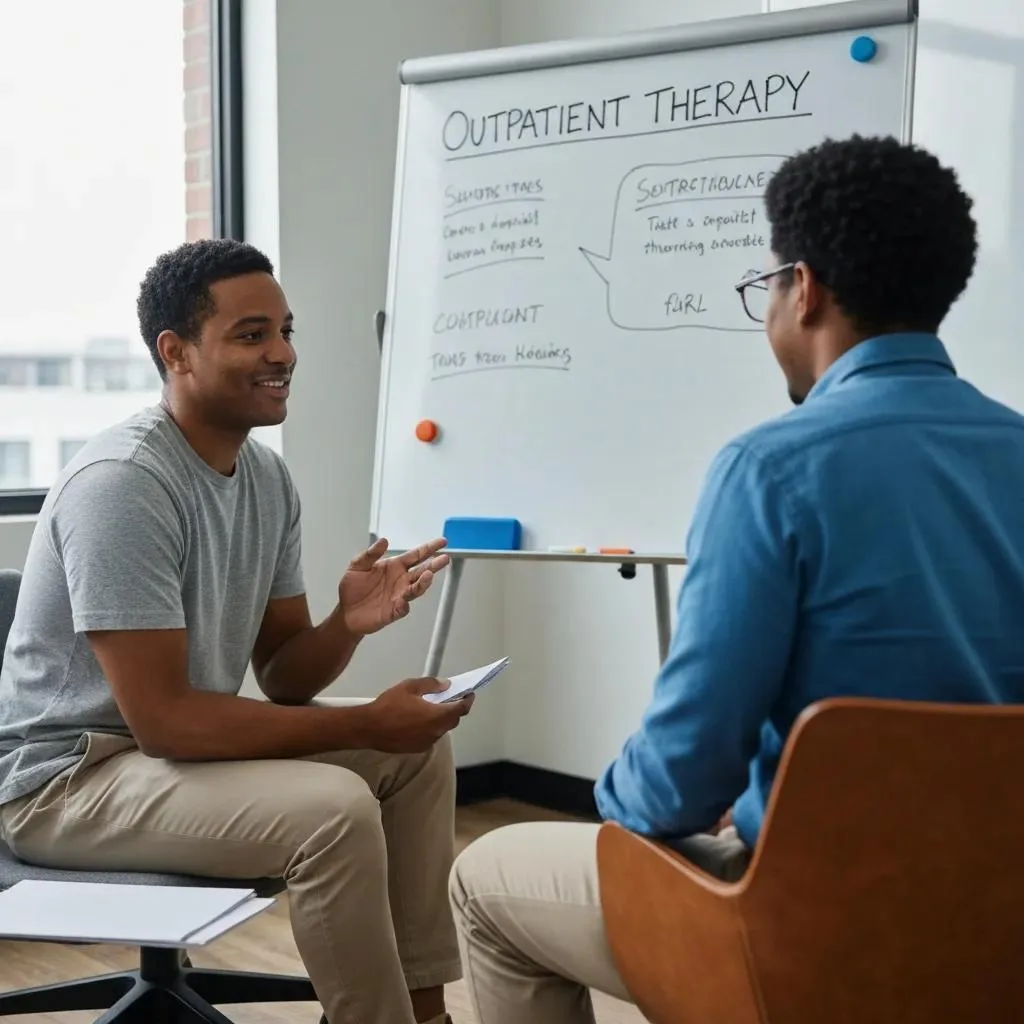 Person In A One-On-One Outpatient Therapy Session With A Clinician In A Calm Office