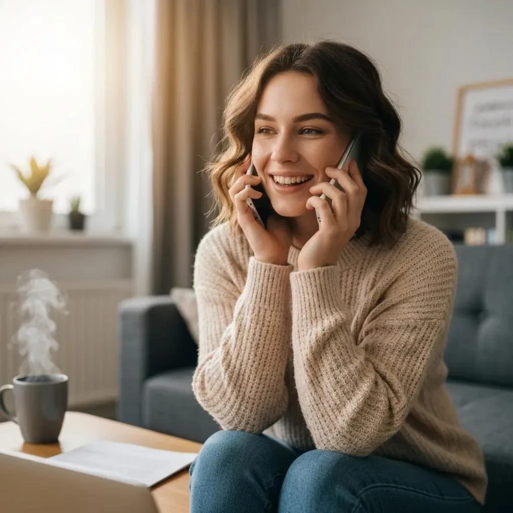 Person On Phone Confirming Insurance Benefits For Treatment From Home