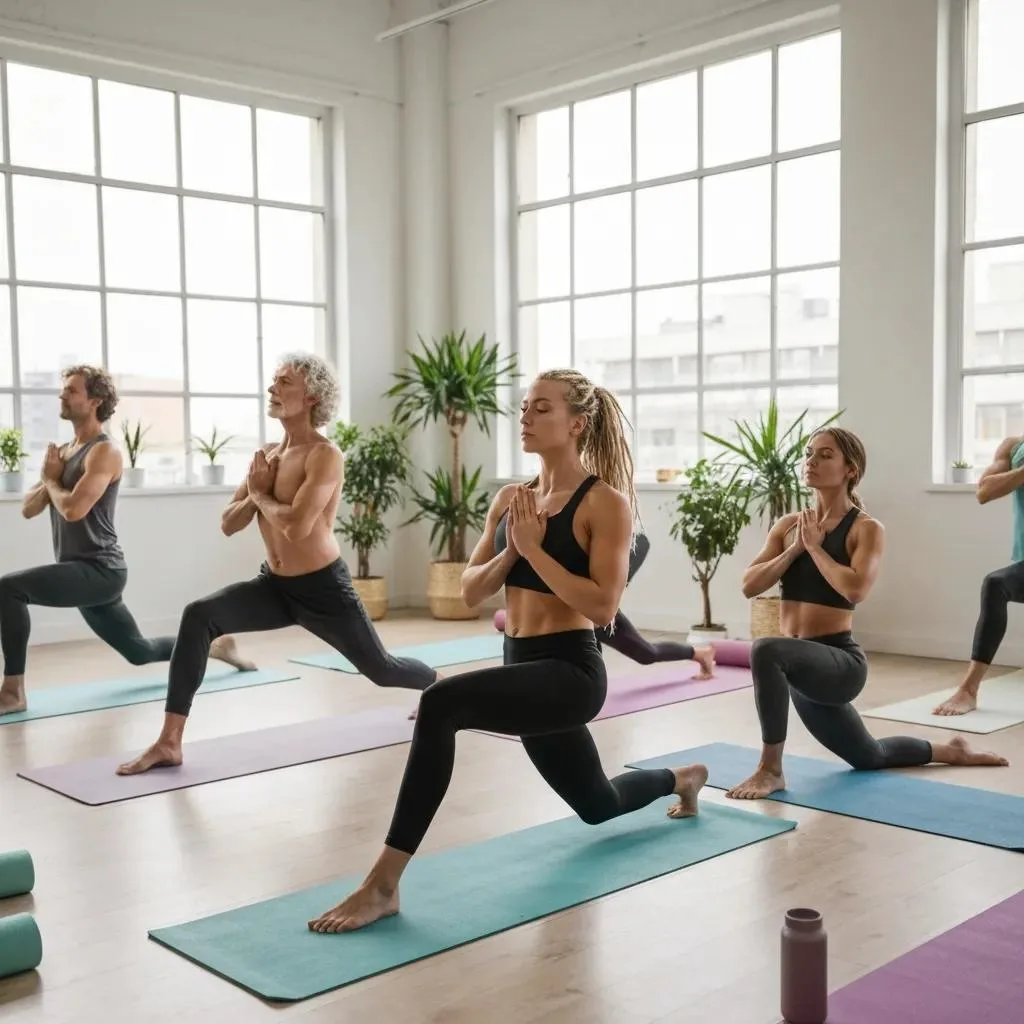 Group Practicing Yoga And Mindful Movement As Part Of Recovery Programming
