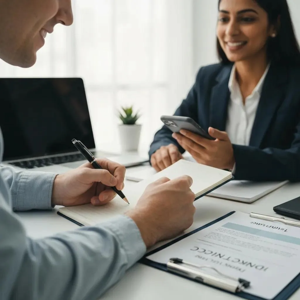 Person Taking Notes While Verifying Insurance Coverage During A Phone Call