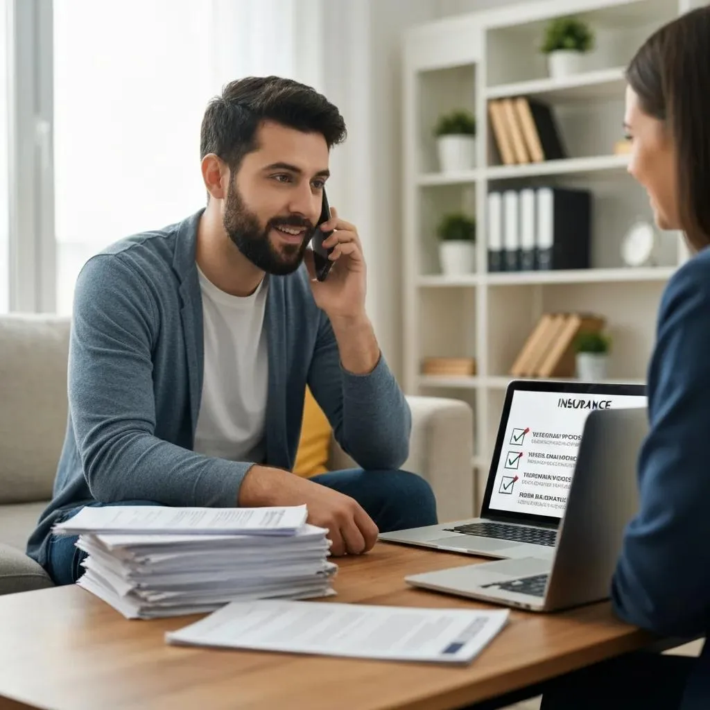 Person On Phone Verifying Insurance Benefits For Rehab