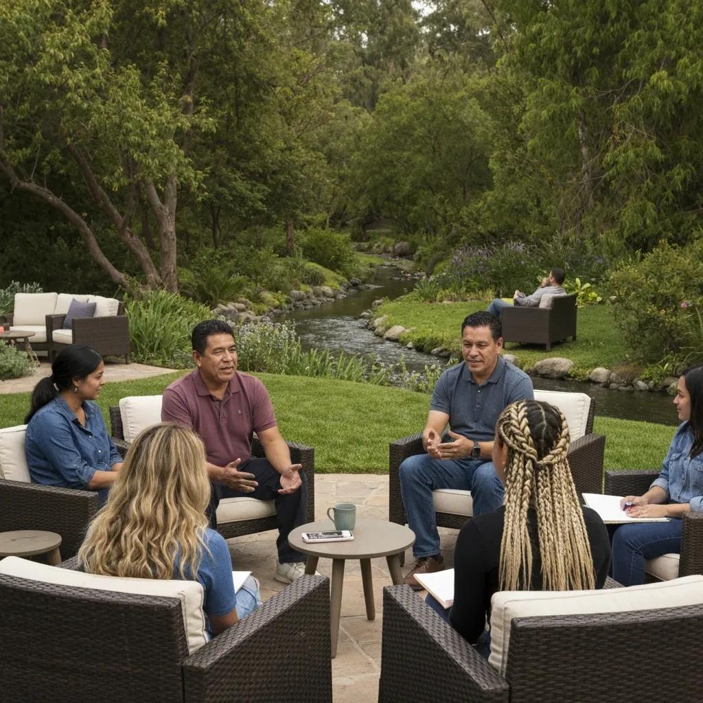 Rehabilitation center in California with serene outdoor space promoting recovery and support