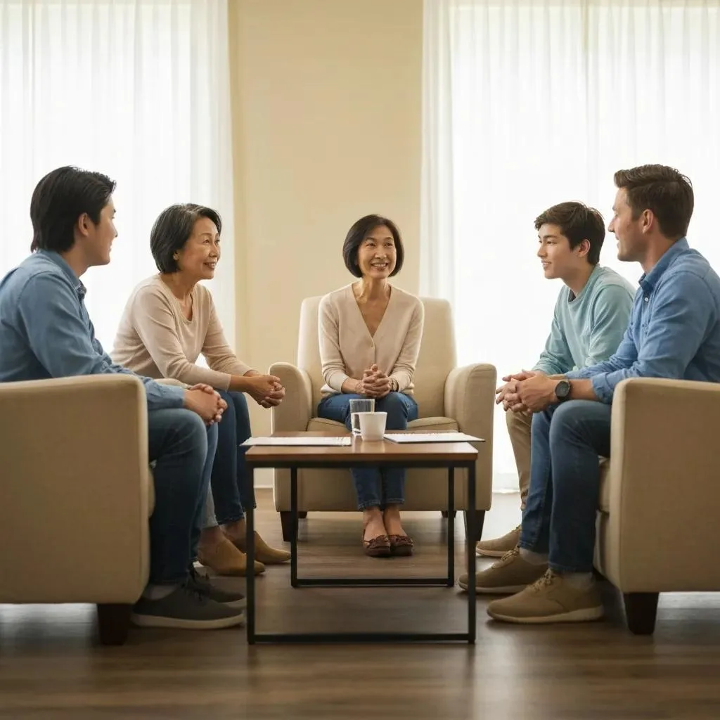 Family Counseling Session Focused On Communication And Recovery Support