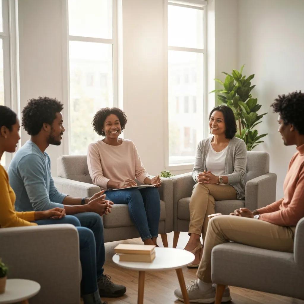 Supportive group therapy session illustrating community and hope in addiction recovery