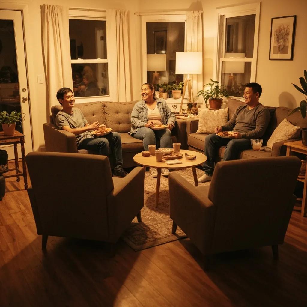 Supportive housing environment with diverse individuals engaging in community activities