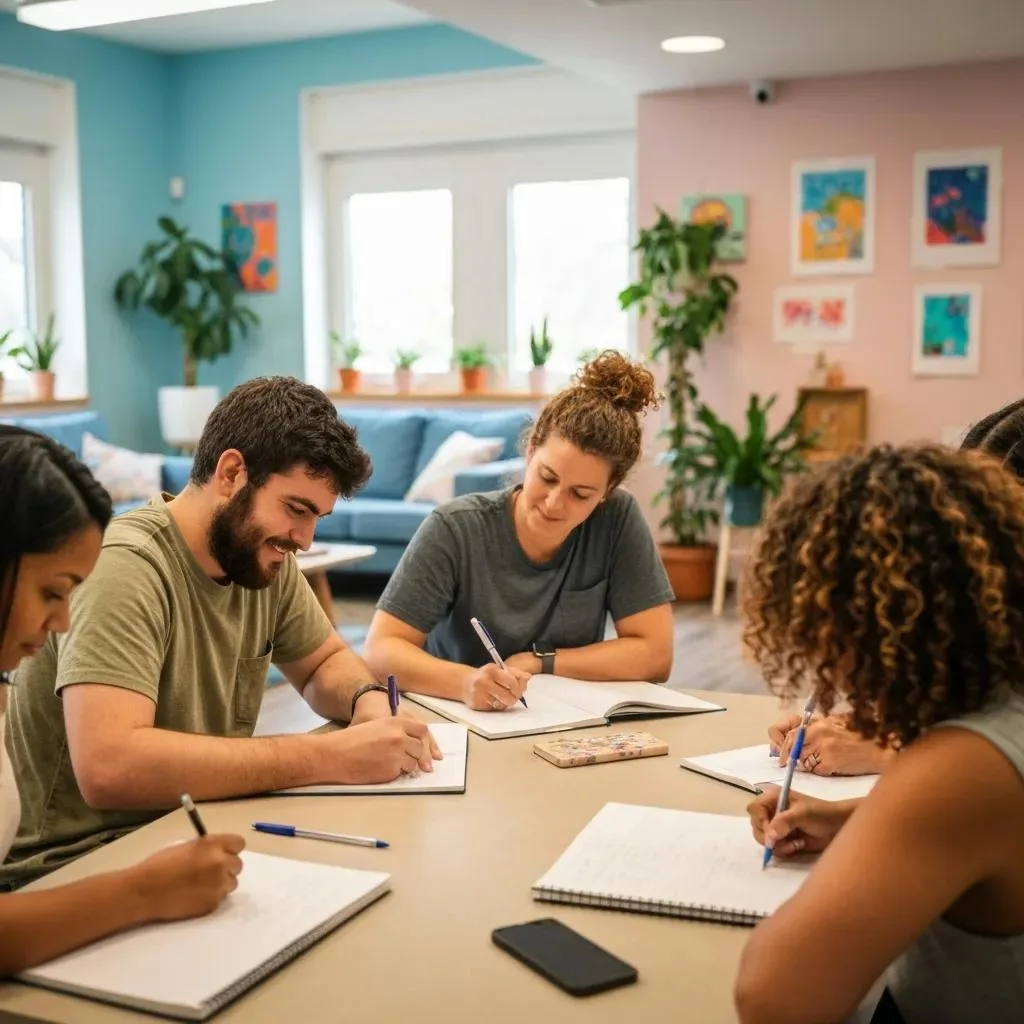 Participants In A Therapeutic Workshop At A Residential Treatment Center