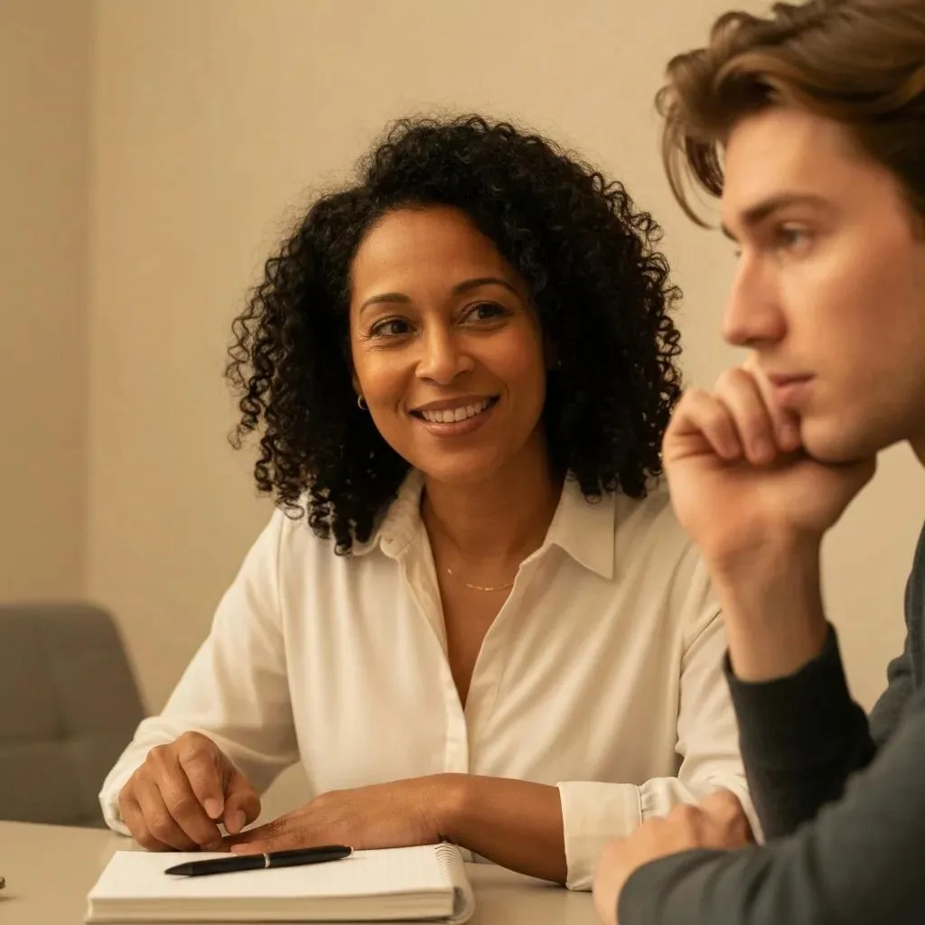 Therapist And Client Engaged In A Supportive One-On-One Counseling Conversation