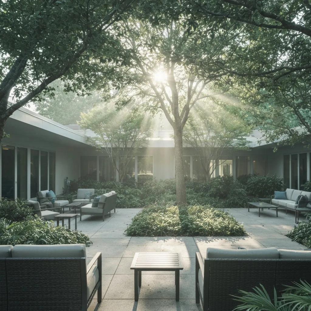 Tranquil treatment center environment symbolizing hope and recovery for addiction treatment