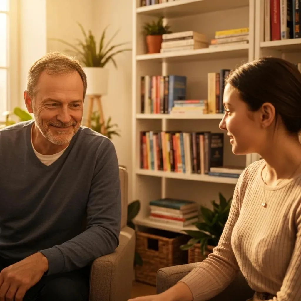 Support Groups For Addiction In California Explained Two People In A Peer Support Meeting Sharing And Listening With Empathy