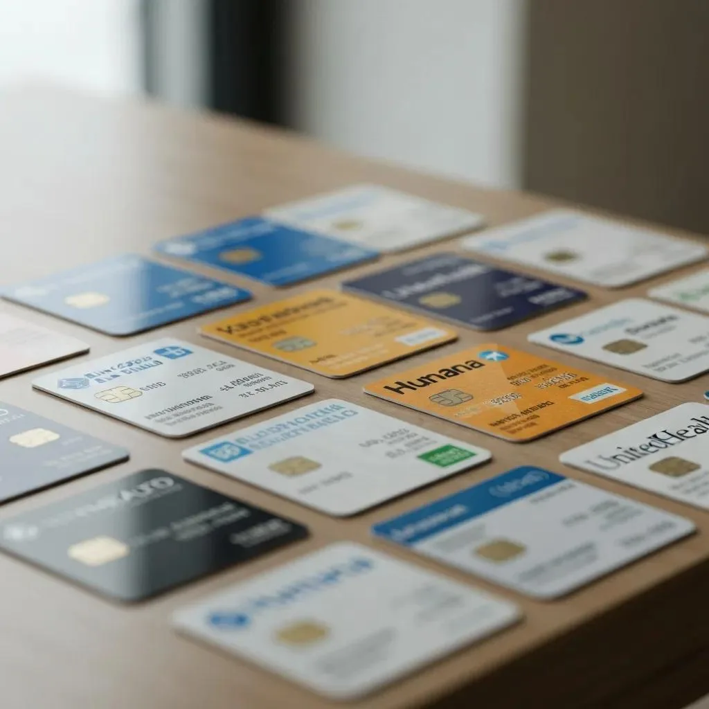 A Spread Of Different Health Insurance Id Cards Illustrating Common Plan Types In California