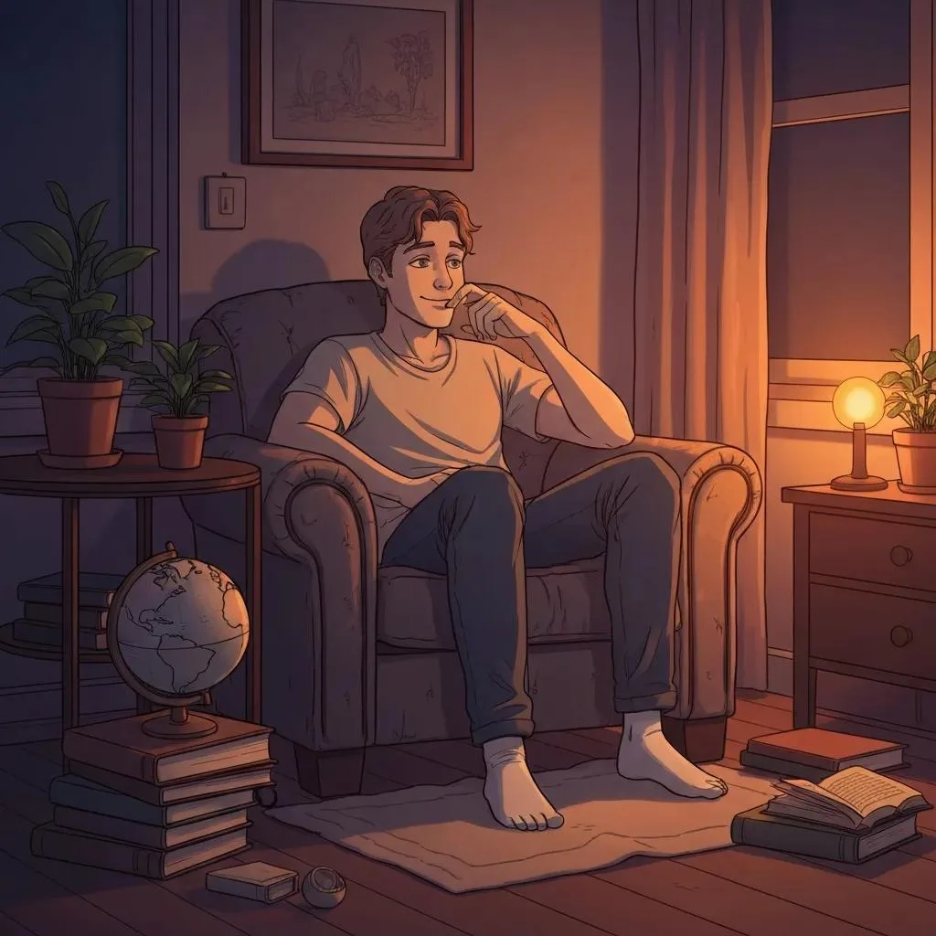 A Person In A Cozy Room Reflecting On Self-Esteem, Conveying Calm And Introspection