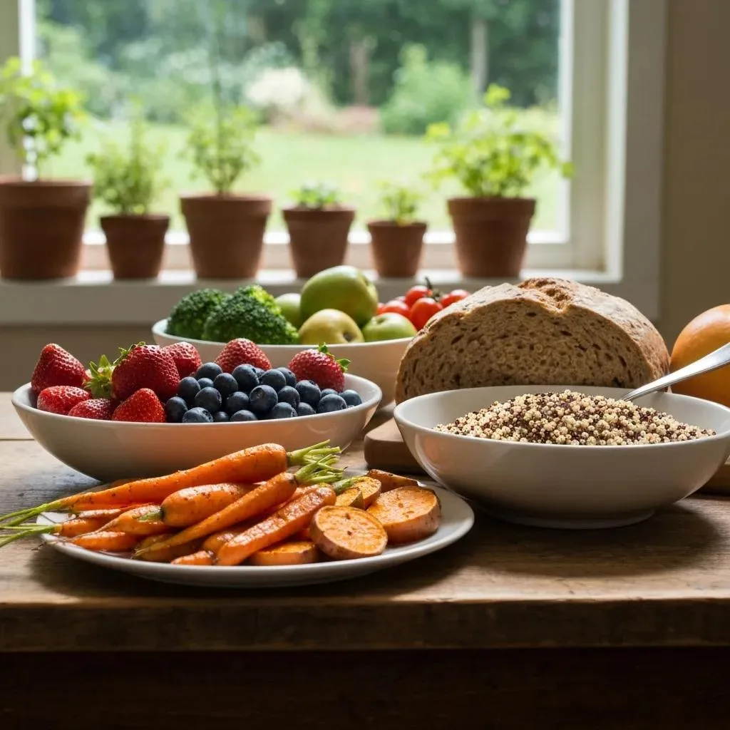 Balanced Meal Of Whole Foods Illustrating Effective Daily Habits For Mental Health
