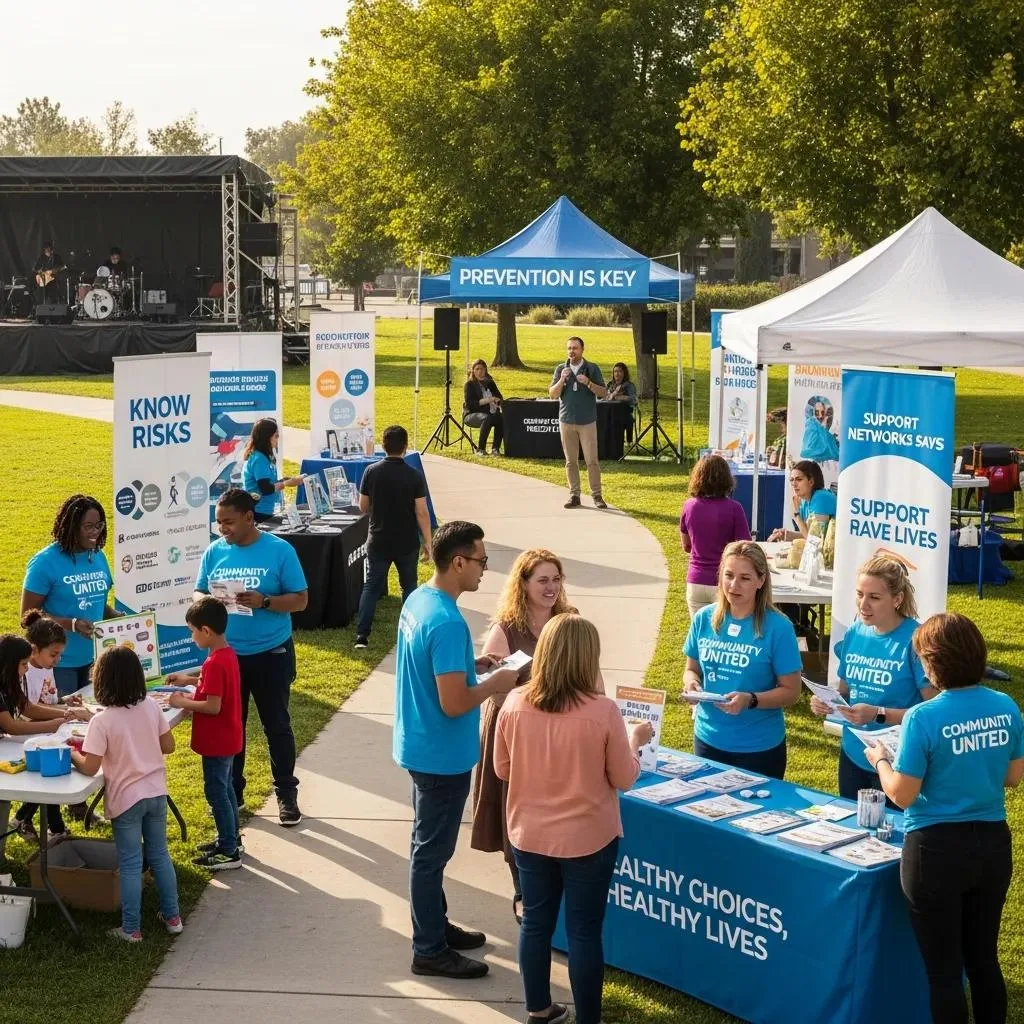 Community Members Participating In A Public Health Campaign For Substance Abuse Prevention, Showcasing Engagement And Outreach
