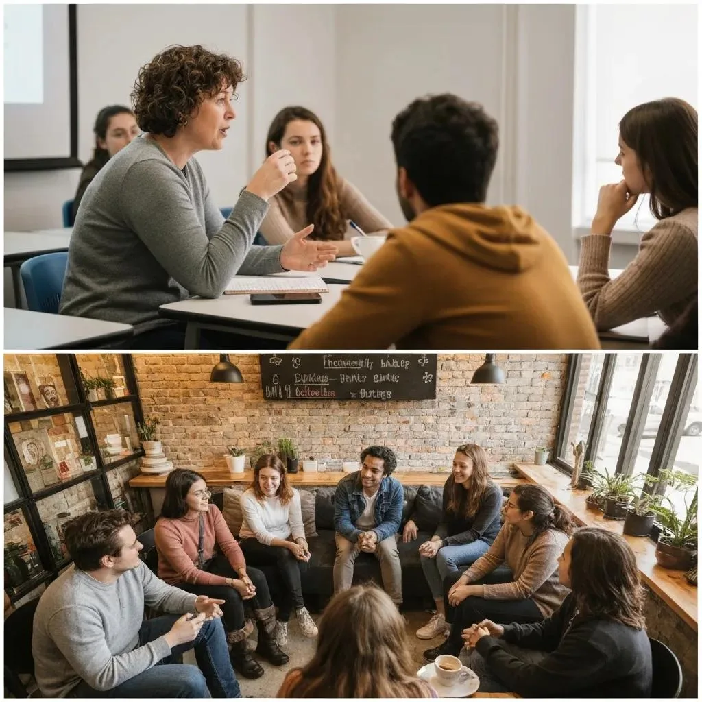 Side-By-Side Comparison Of Therapist-Led And Peer-Led Depression Support Groups, Showing Different Group Dynamics
