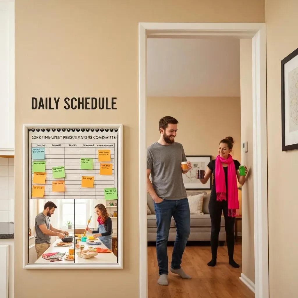 A Daily Schedule Board In A Sober Living Home Showing Structured Activities And Resident Involvement