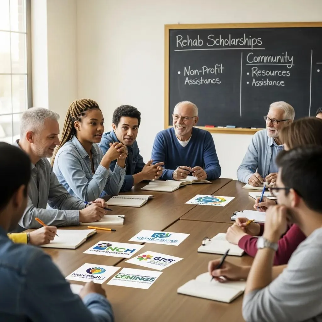 Diverse Group Discussing Rehab Scholarships And Non-Profit Assistance In A Community Meeting