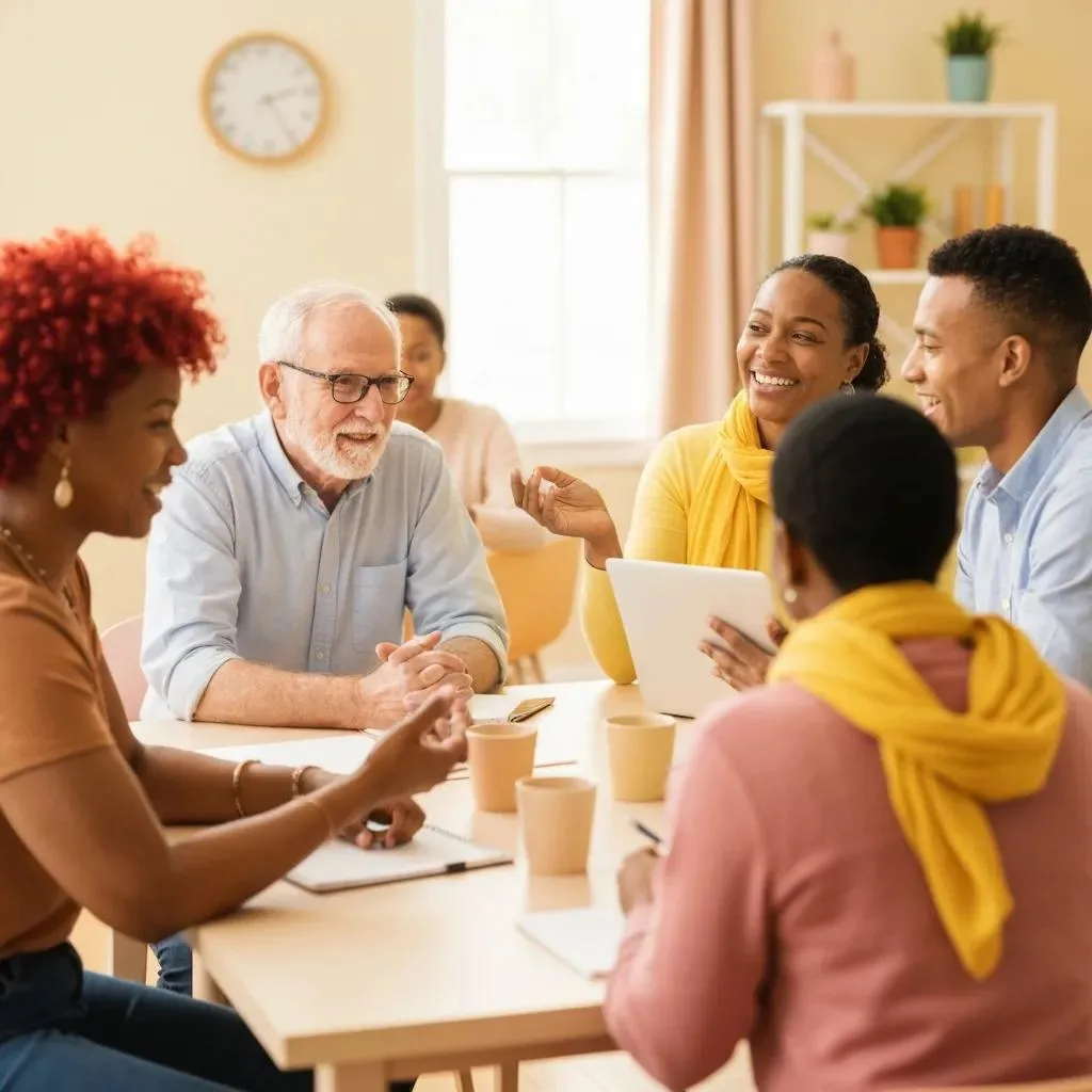 Mental Health Education For Families A Diverse Support Group Sharing Experiences And Offering Encouragement