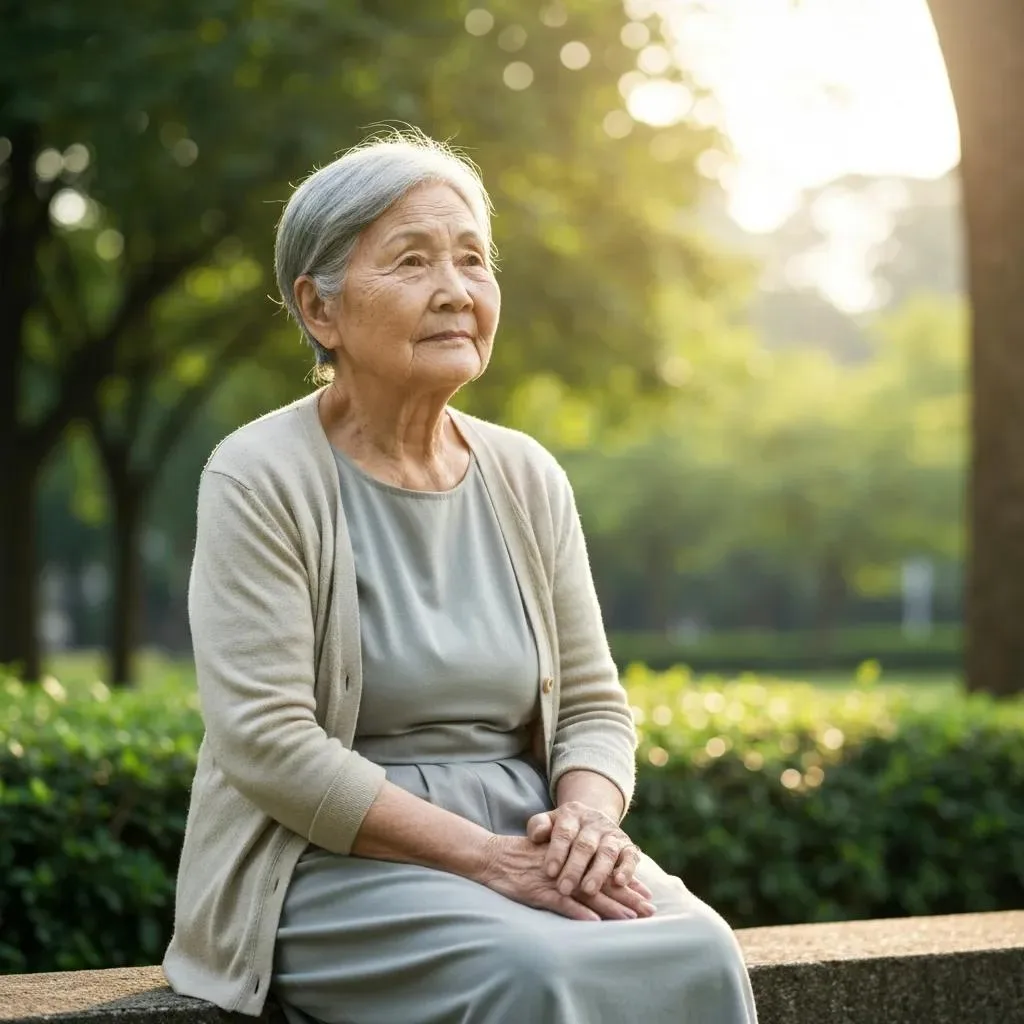 An Older Person Sitting In A Park, Reflecting On Anxiety And Memory Concerns