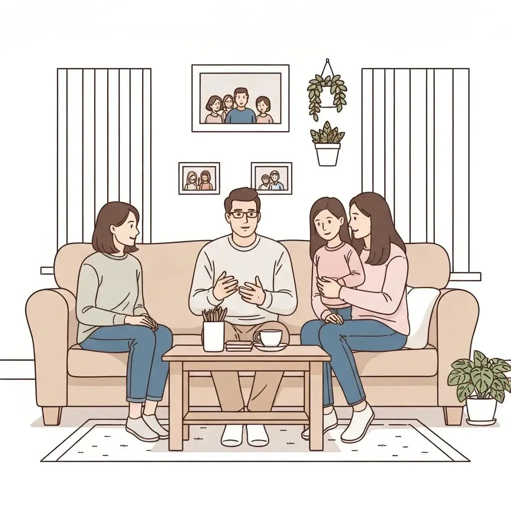 Family Discussing Recovery And Support, Emphasizing Connection And Shared Planning