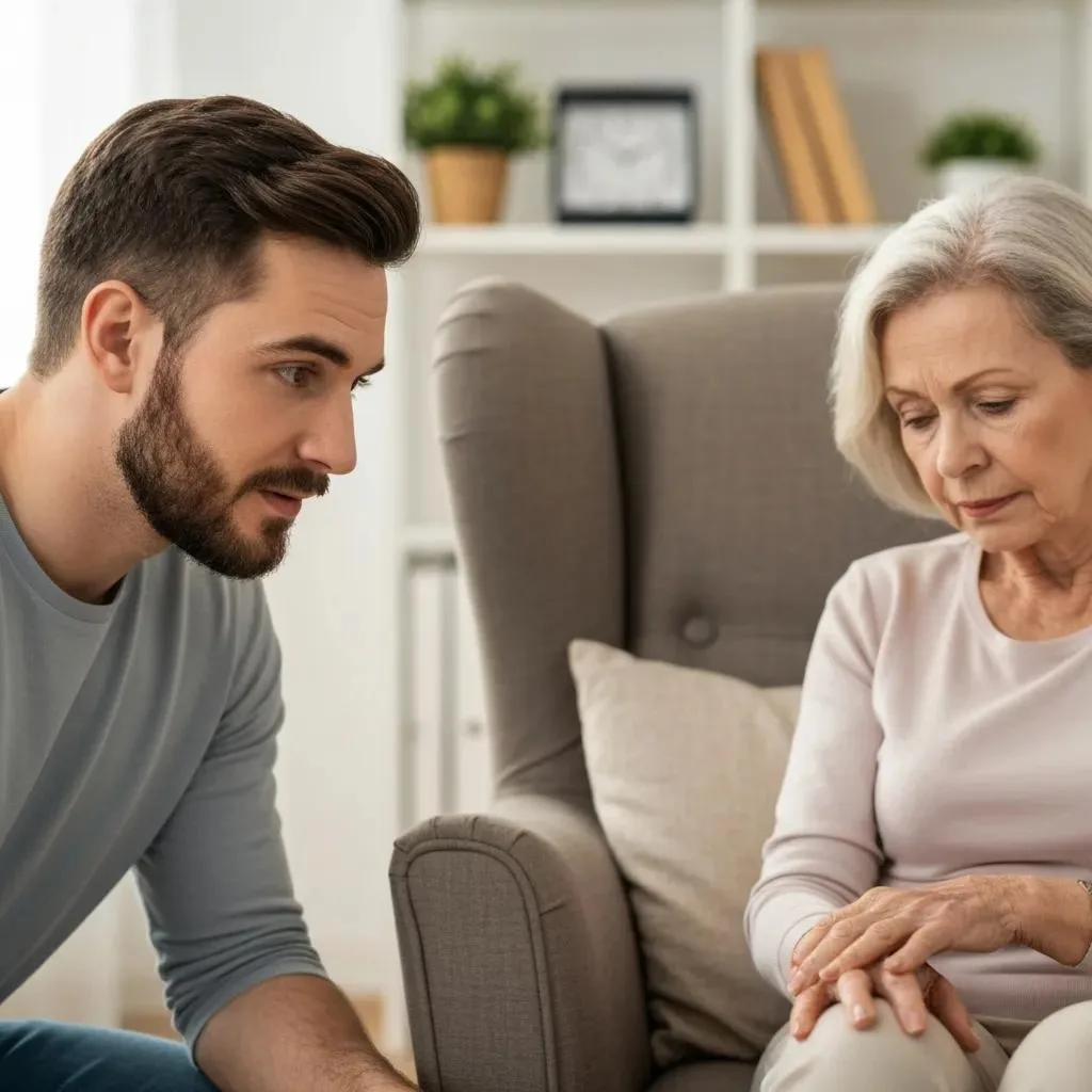 Mental Health Education For Families Close-Up Of A Family Member Noticing Signs Of Emotional Distress In Another