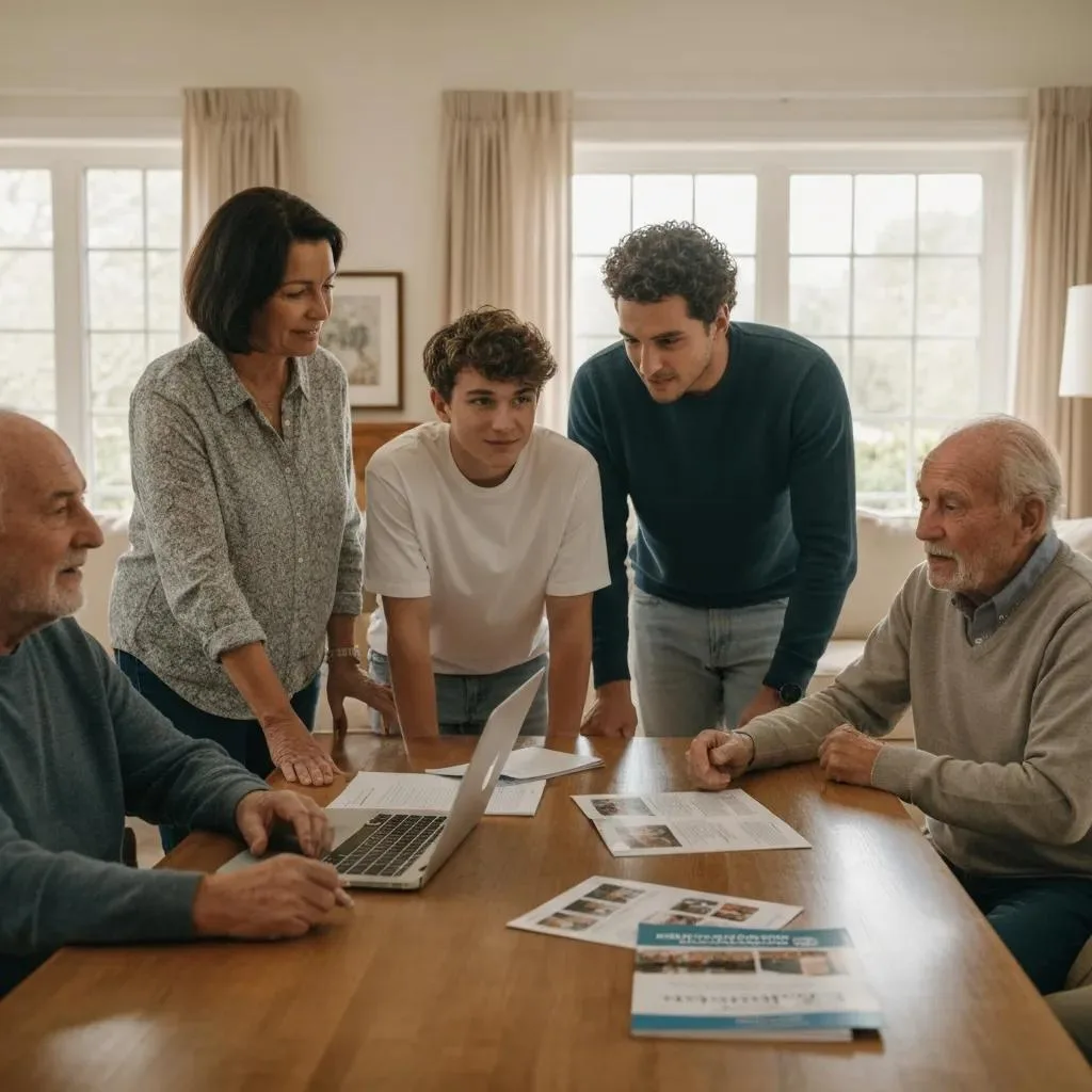 Choosing A Senior Program Family Gently Supporting An Older Adult While Discussing Treatment Options—Highlighting The Caregiver'S Role In Recovery Planning