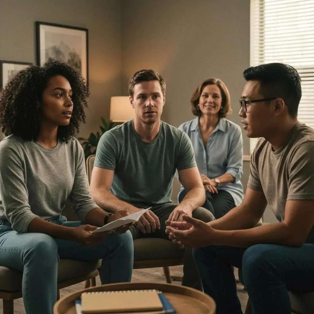 Family Members Taking Part In A Guided Therapy Session To Support Recovery