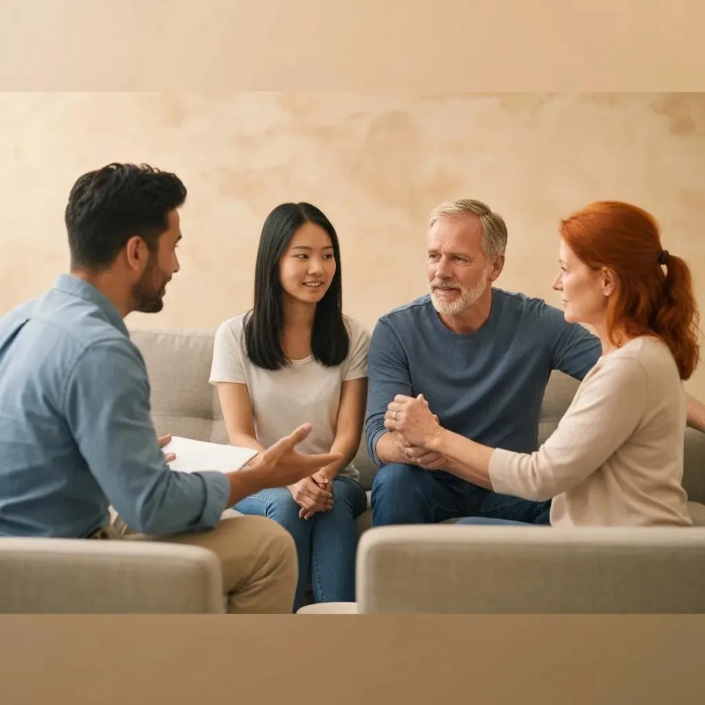 Family Participating In A Therapy Session To Support A Loved One'S Recovery
