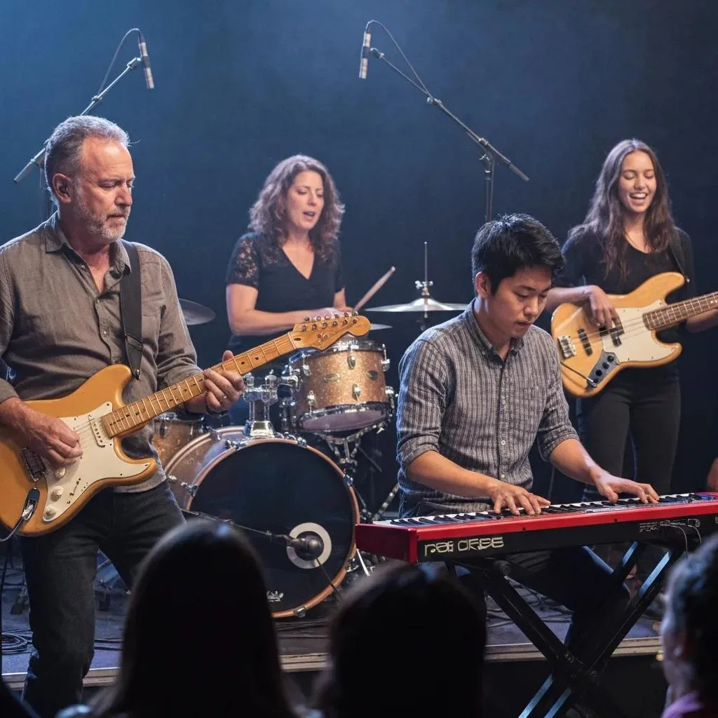 Using Music For Mental Health Group Music Therapy Session Showing Emotional Expression And Social Connection