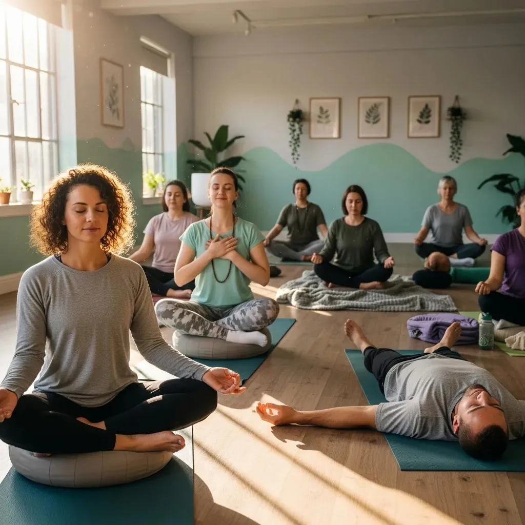 Group Practicing Various Meditation Techniques For Addiction Recovery
