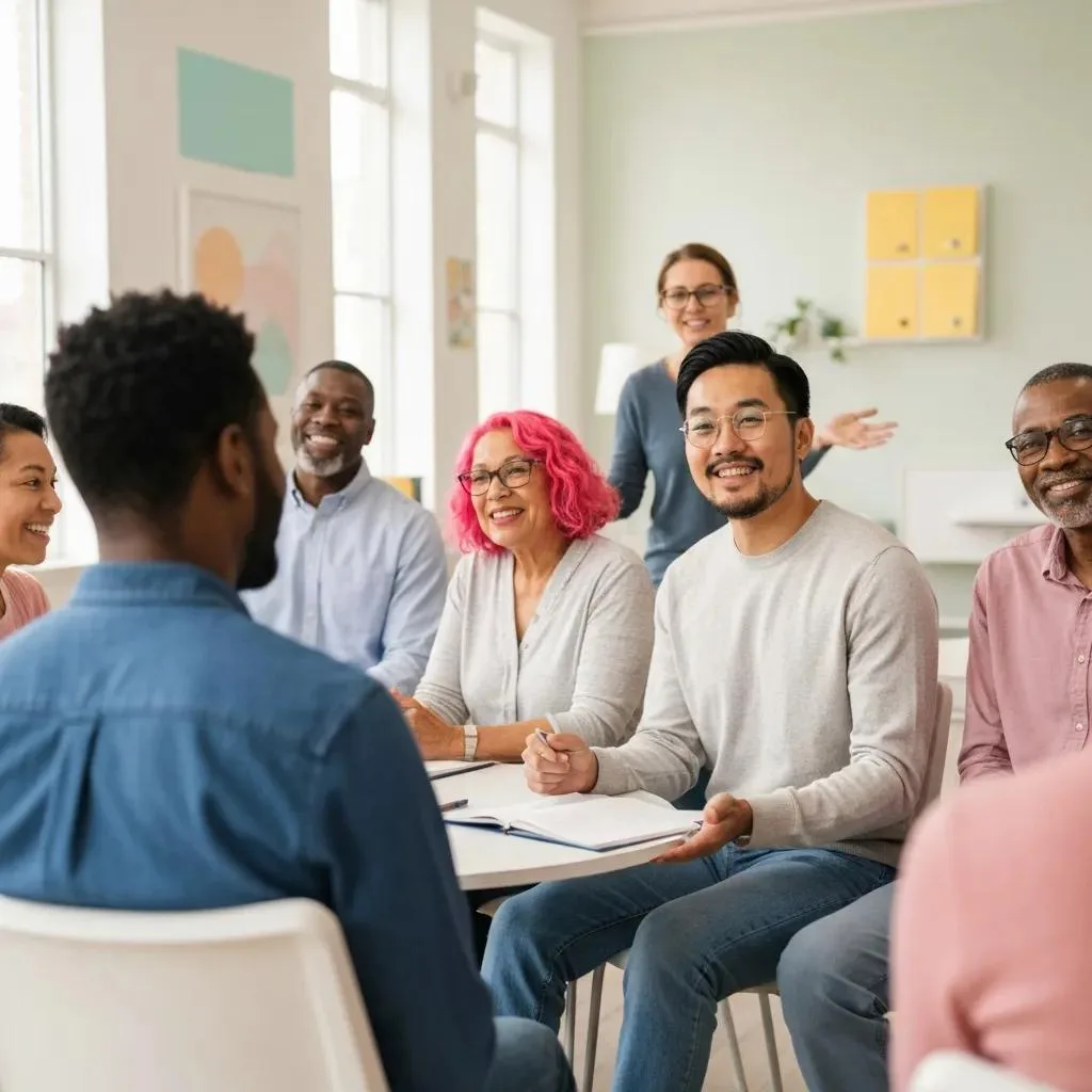 Understanding Dual Diagnosis A Group Therapy Session Where People With Co-Occurring Disorders Learn Together