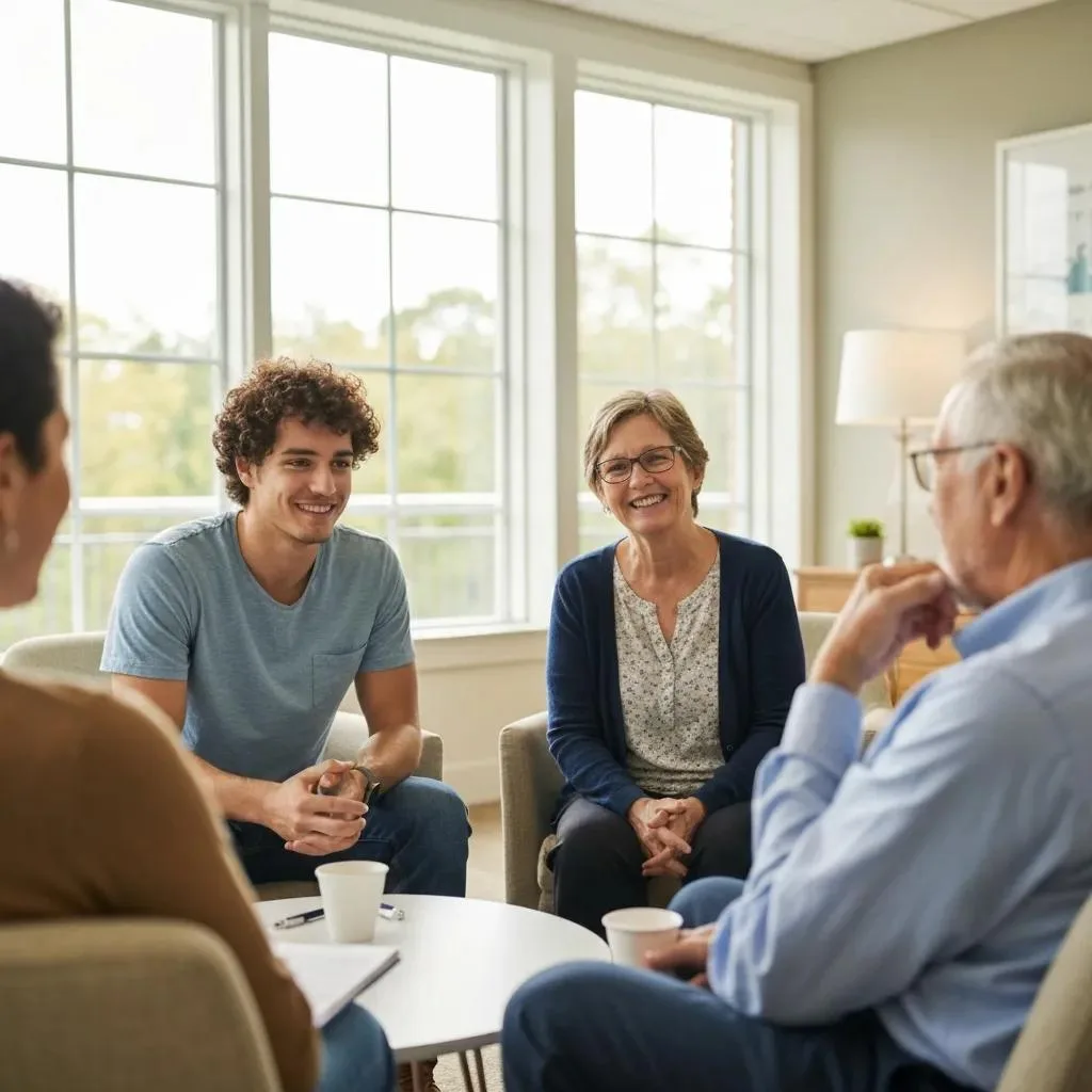 Outpatient Program In Woodland Hills Group Therapy Session Showing Peer Support During Outpatient Care