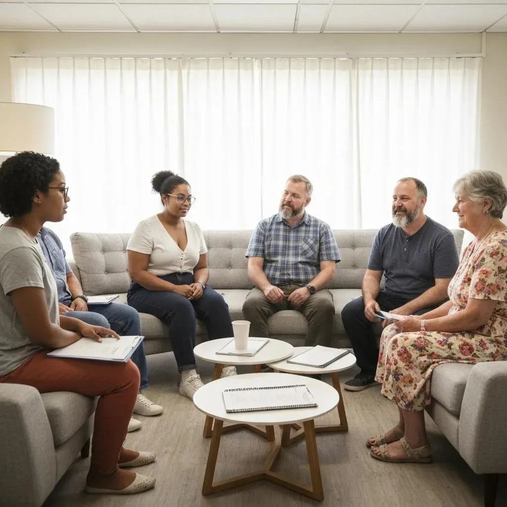 Group Practicing Dbt Skills Together For Addiction Recovery