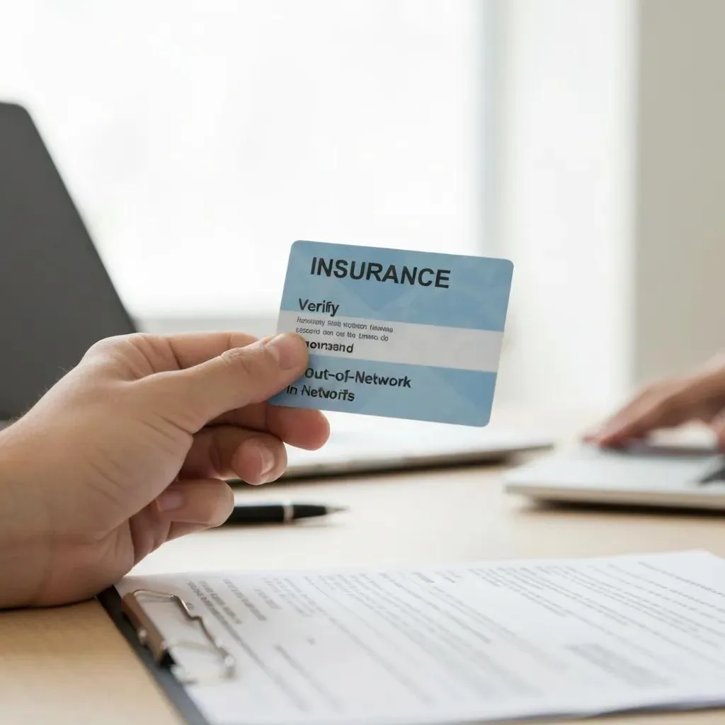 Close‑Up Of An Insurance Card And Paperwork, Representing Verification Of Out‑Of‑Network Coverage